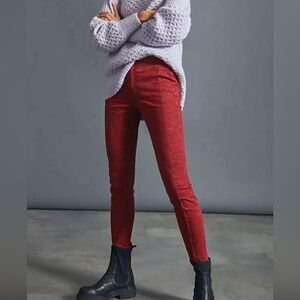 NWT Anthropologie Pilcro Red Floral Print High-Rise Legging Jeans Sz 24 Petite